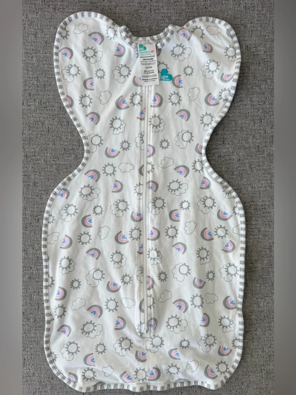 LOVE TO DREAM Baby Swaddle Up Rainbow Dream White Small
